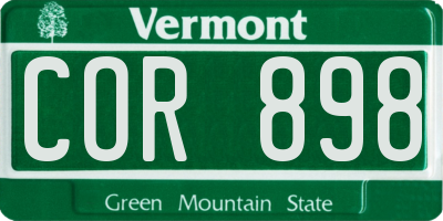 VT license plate COR898