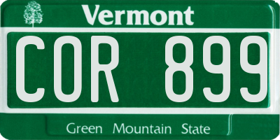 VT license plate COR899