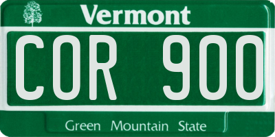 VT license plate COR900