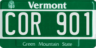 VT license plate COR901