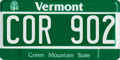 VT license plate COR902