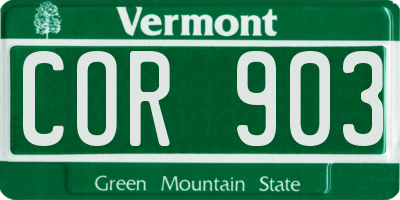 VT license plate COR903