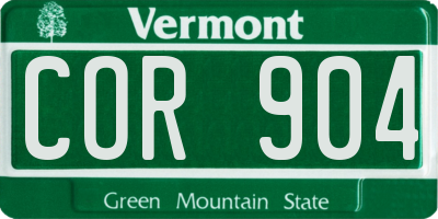 VT license plate COR904