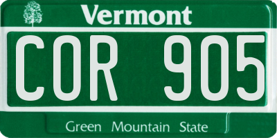 VT license plate COR905