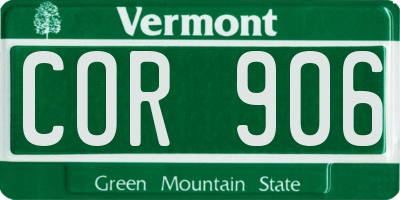 VT license plate COR906