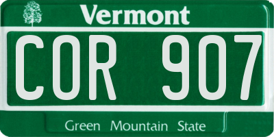 VT license plate COR907