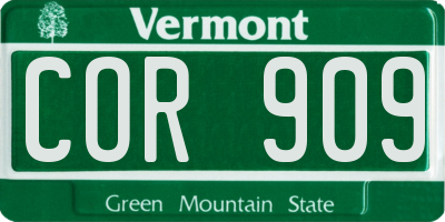 VT license plate COR909