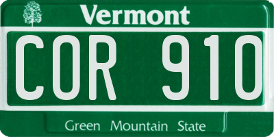 VT license plate COR910