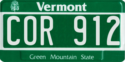 VT license plate COR912