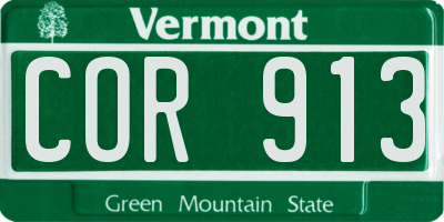 VT license plate COR913