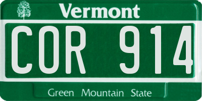 VT license plate COR914