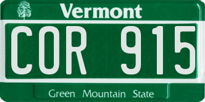 VT license plate COR915