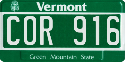 VT license plate COR916