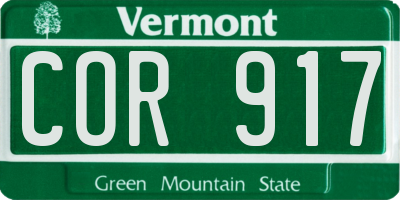 VT license plate COR917