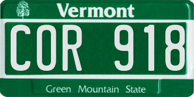 VT license plate COR918