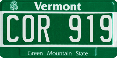 VT license plate COR919