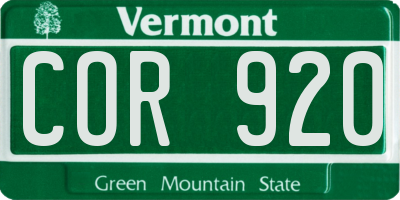 VT license plate COR920