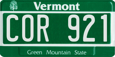 VT license plate COR921