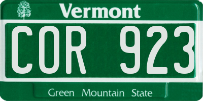 VT license plate COR923