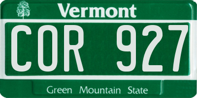 VT license plate COR927