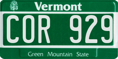 VT license plate COR929