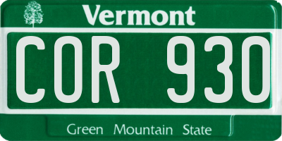 VT license plate COR930