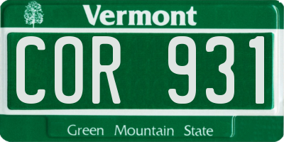 VT license plate COR931