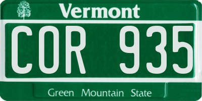 VT license plate COR935
