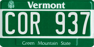 VT license plate COR937
