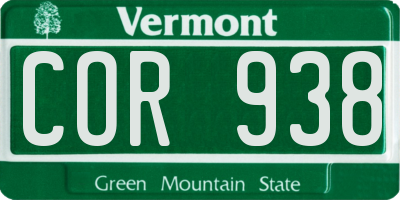 VT license plate COR938