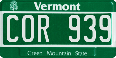 VT license plate COR939
