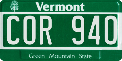 VT license plate COR940