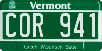 VT license plate COR941