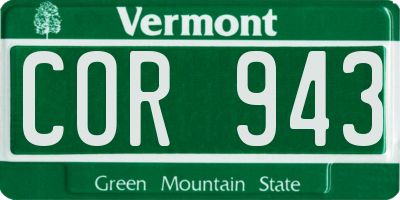 VT license plate COR943
