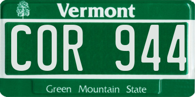 VT license plate COR944