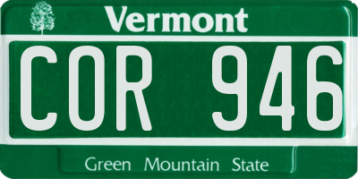 VT license plate COR946