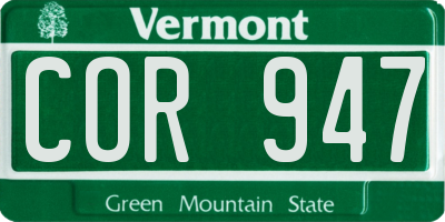 VT license plate COR947