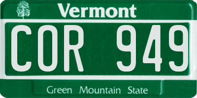VT license plate COR949