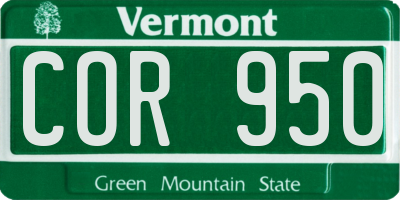 VT license plate COR950
