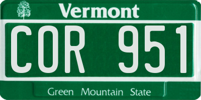 VT license plate COR951
