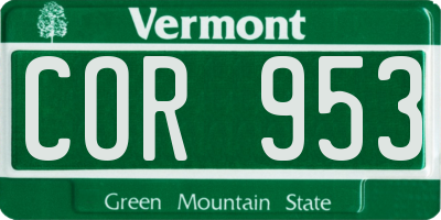 VT license plate COR953