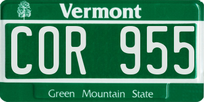 VT license plate COR955