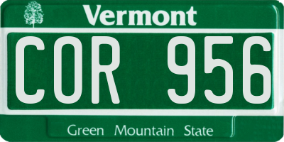 VT license plate COR956