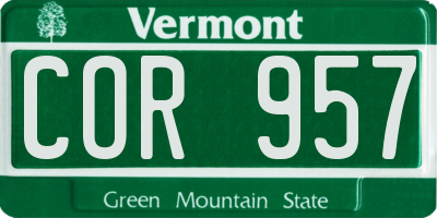VT license plate COR957
