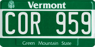 VT license plate COR959