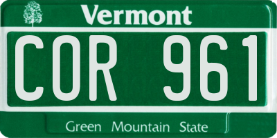 VT license plate COR961