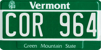VT license plate COR964