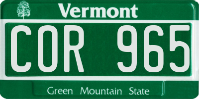 VT license plate COR965