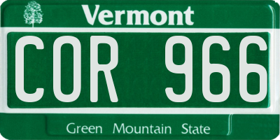 VT license plate COR966