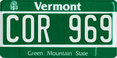 VT license plate COR969